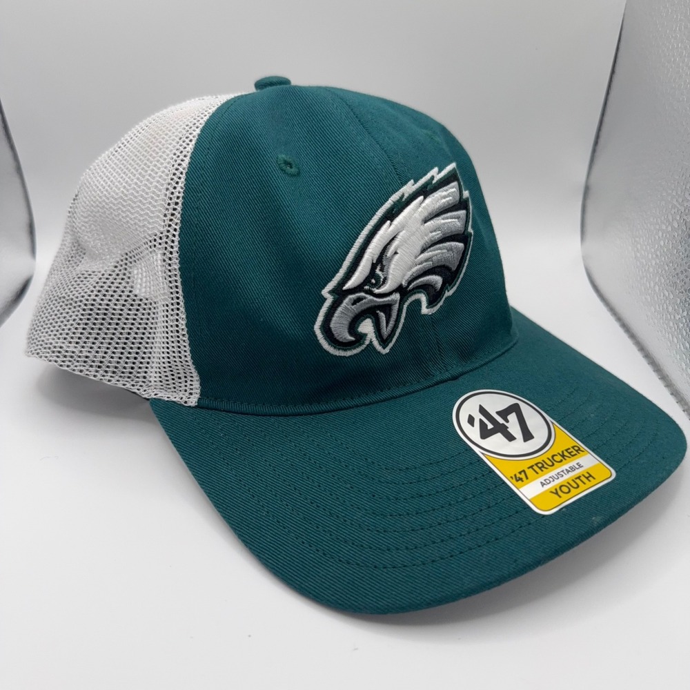Philadelphia Eagles 47 Brand Youth Trucker Hat Adjustable Snapback Green White